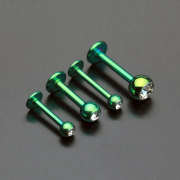 Detail View 1 of Blackline PVD Gem Ball Steel Labret-Green/Clear